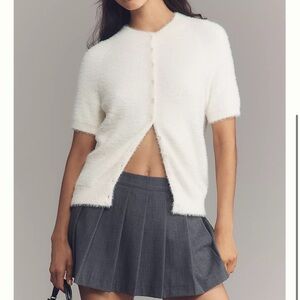 Anthropologie White Fuzzy Sweater